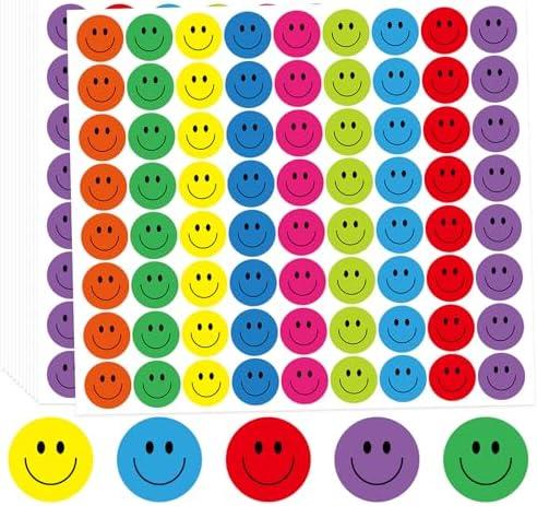 1800Pcs Happy Smile Face Stickers, 1 Inch Happy Face Decal Stickers Colorful Mini Incentive Reward Sticker Round Behavior Chart Sticker for Shcool Classroom Students Teachers Supplies