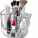 360 Rotate Makeup Brush Holder, Makeup Organizers Countertop, Perfume Tray, Bathroom Organizer and Storage for Eyeliner,Lipstick, Lazy Susan Organizer for Vanity Cabinet Dresser Bathroom (Silver)