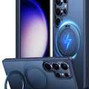 TORRAS Blue Magnetic Stand Only for Galaxy S25 Ultra Case [18N Mighty Magnetic] Ring Stand, [12FT Mil-Grade Drop Tested] Translucent Hard PC Cover Phone Case for S25 Ultra 2025 6.9", Deep Blue