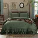 Bedding_Dreamer Olive Green Ruffle Comforter Set King, 3 Pieces Shabby Chic Farmhouse Bedding, Soft Microfiber Comforter with Matching Shams, All Season
