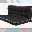 2-3 Seat Swing Replacement Cushion, Outdoor Bench Cushions with Backrest Thicken 4", Patio Furniture Garden Porch Loveseat Glider Pad Anti-Fading Waterproof (Black, 40x55in)