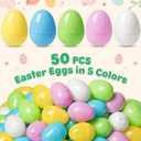 V-Opitos 50 PCS Plastic Easter Eggs, 2.4'' Bulk Empty Easter Eggs in 5 Colors, Hinged Fillable Eggs for Easter Egg Hunt, Perfect Basket Stuffers, Easter Party Favor for Kids