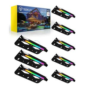Teekuv 8 Pack 7 Inch RGB LED Hardscape Lighting, 5W Smart Retaining Wall Lights 16 Million Colors with Remote Control, IP65 Waterproof Landscape Paver Lights, 12V AC/DC Low Voltage Outdoor Lighting