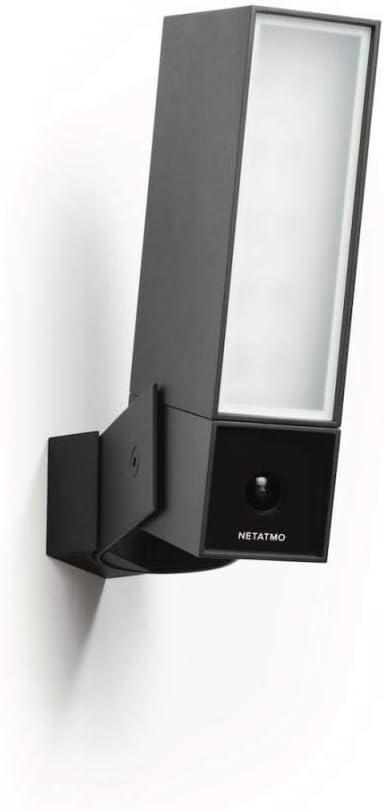 Pass & Seymour Netatmo c Camera, WiFi, Integrated Floodlight, Movement Detection, Night Vision, Without Fees, NOC01-US, Black Aluminium