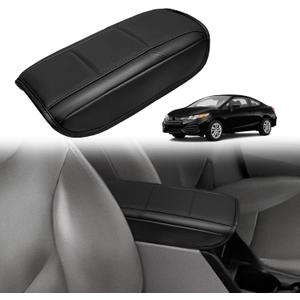 Muslogy Center Console Armrest Cover Fit for Honda Civic 2012-2015 Accessories, Comfort Armrest Pad Console Lid Cushion Vegan Leather Regular Thick