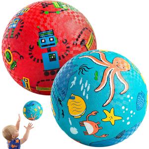 PlayZap 2 Pack Playground Balls for Toddlers, Kickballs for Kids 3-12, 8.5" Rubber Bouncy Balls with Pump, Indoor & Outdoor Dodgeball Toys for Boys & Girls Gifts, Red Blue