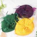 DRESHOW Fascinators Hats for Women Tea Party Hat Vintage Derby Pillbox Kentucky Hat Church Cocktail Headwear (Green)