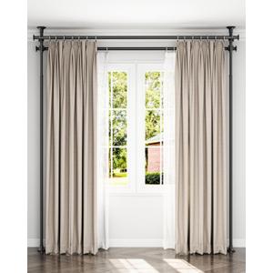 Tension Double Curtain Rods for Windows by EZFurni,31 to 83 Inch Wide, Adjustable No Drill Curtain Rods for Living Room,Bedroom,Decorative Window Treatment,Renter Friendly,39 to 130 Inch Height,Black