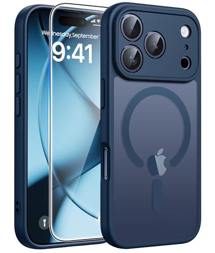 FNTCASE for iPhone 17 Pro Case: [Compatible with Magsafe] Translucent Matte Cases with [Full Camera Protection] [Screen Protector] Military Grade Shockproof Protective Phone Cover - Blue