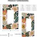Mid Century Boho Floral Light Switch Cover 1 Gang Wall Plate Single Decorator Rocker Switch Plate Covers, Tropical Leaves Decorative Outlet Cover, 4.50 x 2.76 Inch