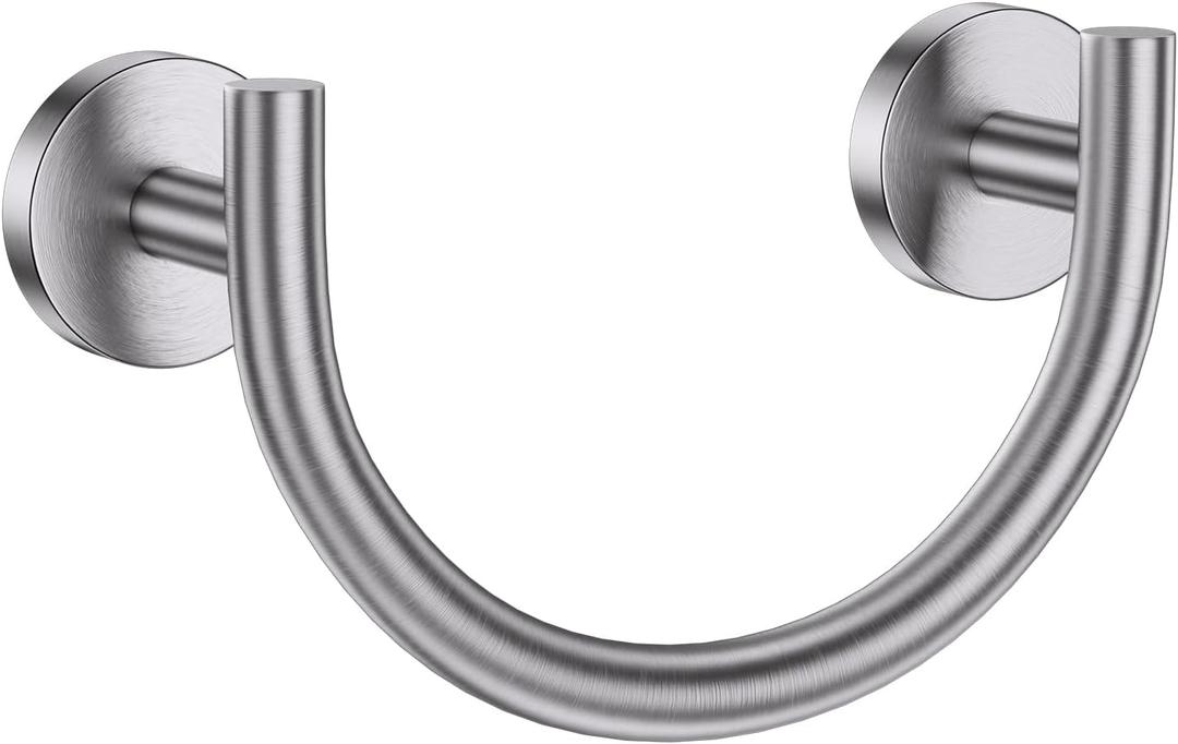 TNOMS Brushed Nickel Smiley Face Towel Ring Bathroom Hand Towel Holder Stainless Steel Wall-Mounted Bathroom Hardware Accessories Towel Rack