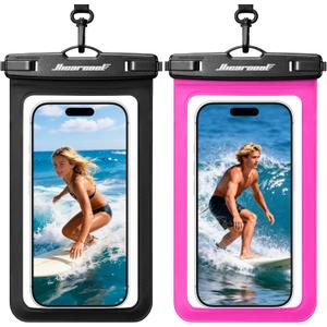 Hiearcool Waterproof Phone Pouch, Underwater Phone Cases Compatible for iPhone 17 16 15 14 13 Pro Max, Waterproof Dry Bag for Cruise Travel Essentials Phone Water Protector Pouch-Black & Bright Red-2Pack