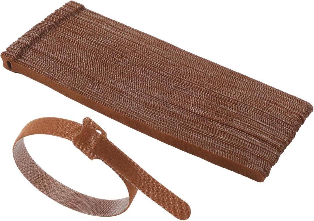 100 Pcs Christmas Garland Ties 12 Inch Brown Adjustable Holiday Garland Ties Reusable Nylon Garden Plant Cable Strap for Wreath Making Xmas Tree Banister Stairway Door Decoration