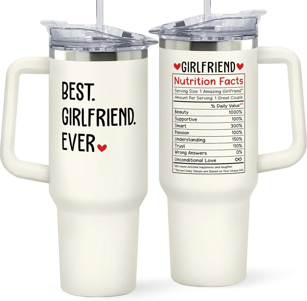 SUCHAGIFT Gifts for Girlfriend - Girlfriend Gifts for Women - Anniversary, Valentines, Birthday, Christmas Gift for Her - Romantic Love Gift Ideas for Couple - 40 Oz Stainless Steel Tumbler with Lid