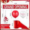 Grand Opening Ribbon Cutting Ceremony Kit Grand Opening Banner Decorations with 10'' Scissors 40 Pcs Balloons Satin Ribbon Bows and More Supplies for Business Events(Red)