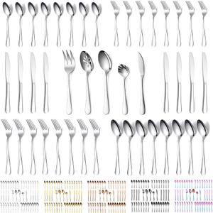 Kyraton Silverware Set 45 Pieces Service for 8, Stainless Steel Flatware Sets Cutlery Set, Spoons and Forks Silverware Dishwasher Safe, First Apartment Must Haves Utensils Set