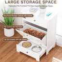 Dog Feeding Station with 2 Elevated Bowls,Hidden Pet Feeder Station with Tilt Out Dog Food Storage Cabinet,Dog & Cat Storage Organizer with Drawer,White