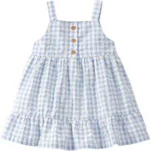 Little Planet by Carter's Baby-Girls Dress Made with Organic Cotton (2T, Blue Gingham)