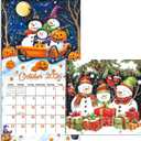 Snowman Calendars Wall 2026 13.4'' x 12'', 12 Month Calendar with Stapled Binding Snowman 2026 Wall Calendar for Family, Work Office School