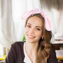 Anime Plush Ears Headband Furry Bunny Ears Halloween Adults Costume Cosplay Fits for Women 18+ (Pink) (Pink)