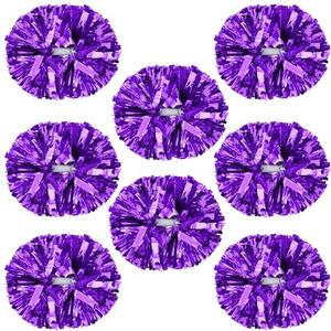 8 Pcs Cheerleading Pom Poms, Plastic Metallic Foil Cheer Hand Flowers Bulk, Cheerlead Pompoms for Adult Sports Team Ball Game 13.4 Inch, 75g Weight Each (Purple)
