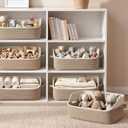 6 Pack Closet Storage Baskets for Organizing, Trapezoid Woven Baskets with Handles for Closets, Perfect for Toys, Clothes, Blankets, Cotton Rope Bins for Clothing Storage, 17.72''Lx14.17''Wx13.39''H
