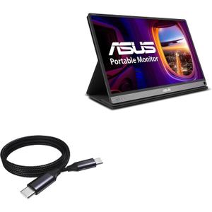 BoxWave Cable Compatible with ASUS MB16AC - DirectSync PD Cable (3ft) - USB-C to USB-C (100W), Type C Braided Charge and Fast Sync - Jet Black