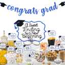 3 x Blue 2026 Graduation Candy Bar Signs Graduation Table Candy Buffet Labels for 2026 Graduation Dessert Food Label Table Party Decorations Blue
