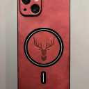 Magnetic Mag safe Leather Case For iPhone 16 Pro, Pro Max in Black, Red