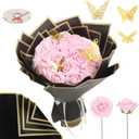 Artificial Roses 25PCS Pink Roses 3.15" Foam Flowers Bulk with Wrapping Paper, Butterfly Real Looking Light Pink Fake Flowers for Valentines, Anniversary,Mother's Day Birthday Wedding