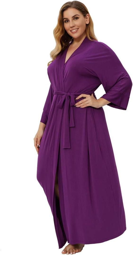 Super Shopping-zone Women's Plus Size Long Robes Kimonos Plus Size Maternity Robes Delivery Robes Sleepwear (4X, Purple)