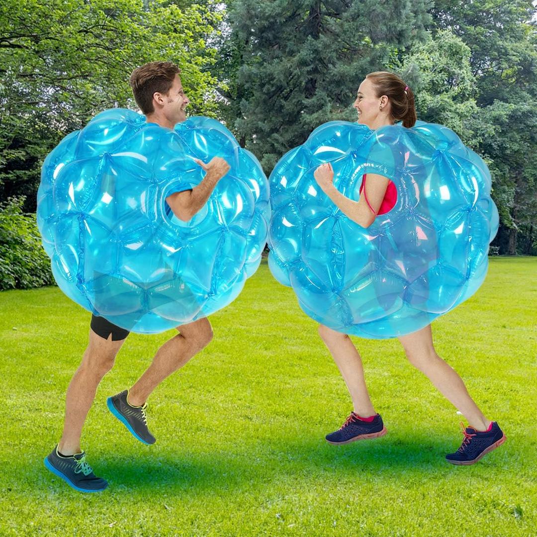 2 Pack Inflatable Bumper Balls for Adults (4ft/1.2m) Giant Sumo Balls Body Bumpers Balls Buddy Zorb Ball Outdoor Toys for Kids Yard Human Bubble Ball Hamster Ball(Red+Blue, 48inch)