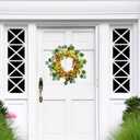 Carrot Wreath for Front Door Decorative Easter Wreath with Carrots Eucalyptus Leaves and Berries Spring Decorations Easter Door Wreath for Home Party Easter Gifts Celebrations