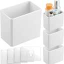 Suclain 4 Pcs Wall Mounted Organizer Non-Drilling Adhesive Floating Shelf White Wall Bin Organizer Hanging Storage Containers for Bedroom Bathroom Kitchen Office