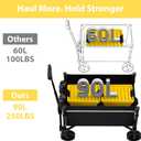 Collapsible Wagon Cart with Wheels Foldable - Folding Utility Heavy Duty Wagons Carts for Grocery Sports Garden Shopping Camping Wheelbarrows (Black, 90L)