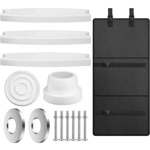 8 Pcs Pool Ladder Parts Swimming Pool and 20'' Non Slip Ladder Steps Replacement with Bumpers Escutcheon Plates Bolts for Summer Inground Above Ground