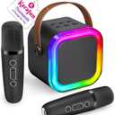 Mini Karaoke Machine for Kids, 2026 TOP Toys Birthday Valentine's Day Gifts Ideas for Girls Ages 4, 5, 6, 7, 8, 9, 10, 12+ Years Old, Portable MP3 Player with 2 Wireless Mics for Family Home Party (Black)