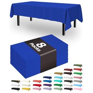 Pureegg Plastic Table Cloth Disposable 8 Pack, 54 x 108 Inch Table Cloths, Graduation Decorations Class of 2026, Graduation Party Tablecloths, Rectangle, Plastic Cover, Leakproof & Sturdy, Blue