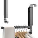 Over The Door Hanger Hook, Foldable Over The Door Drying Rack for Clothes & Towel Rack, Heavy Duty Over The Door Hanger for Bathroom, Bedroom, Fits 1 3/8" Doors, (Space Gray)