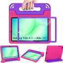 AVAWO Shockproof Kids Case for Samsung Galaxy Tab A11+ Plus/A9+ Plus 11 inch with Built-in Screen Protector, Rose+Purple