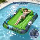 JOSEN Inflatable Tanning Pool Lounger Float with Sprinkler, XXL Large Pool Floats Adult Heavy Duty 83" x 63", Suntan Tub Water Pool Lounge Rafts, River Lake Floaties Water Floats with Cup Holders