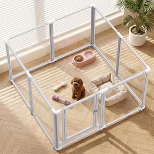 Clear Acrylic Dog Play Pen Indoor (White, 23.6H, 8)
Pet Enclosure for Small Dogs Cats, Outdoor Use with Door, Easy Assemble Cleaning