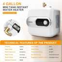 4 Gallon Water Heater Under Sink Instant Hot Water Heaters 1500W 110V 120V Mini Tank Water Heater with T&P Vavle 1/2" NPT for Kitchen,Bathroom,Camper,RV,Grey