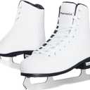 MammyGol Womens/Misses/Girls Lace up Light Support Ice Figure Skates Women, Size Women 10/Men 9 (White)
