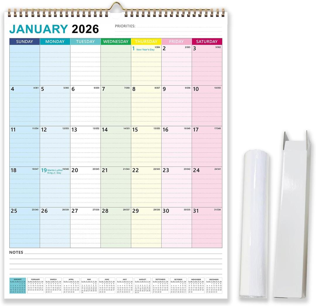 2026 Calendar - 2026 Wall Calendar from January 2026 to June 2027, 22" x 17", Extra Large Wall Calendar 2026-2027 with Thick Paper, Julian Date, Holidays, Large Ruled Blocks