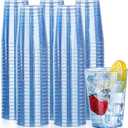 DaYammi 100 Pack Blue Plastic Cups 10 oz Disposable Cups Tumblers, Elegant Blue Glitter Party Drinking Cup Perfect for Wedding, Fancy Disposable Cup Plastic Cocktail Glasses Wine Glasses for Party (Blue Glitter)