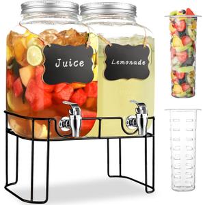 2 Gallon Glass Drink Dispensers For Parties Lemonade Beverage Dispenser With Stand And Spigot For BBQ, Picnic, Party, Laundry Detergent Dispenser