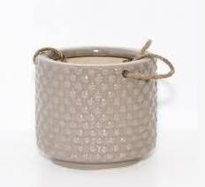 Global Outdoors Ceramic Hanging Basket Planter - Grey