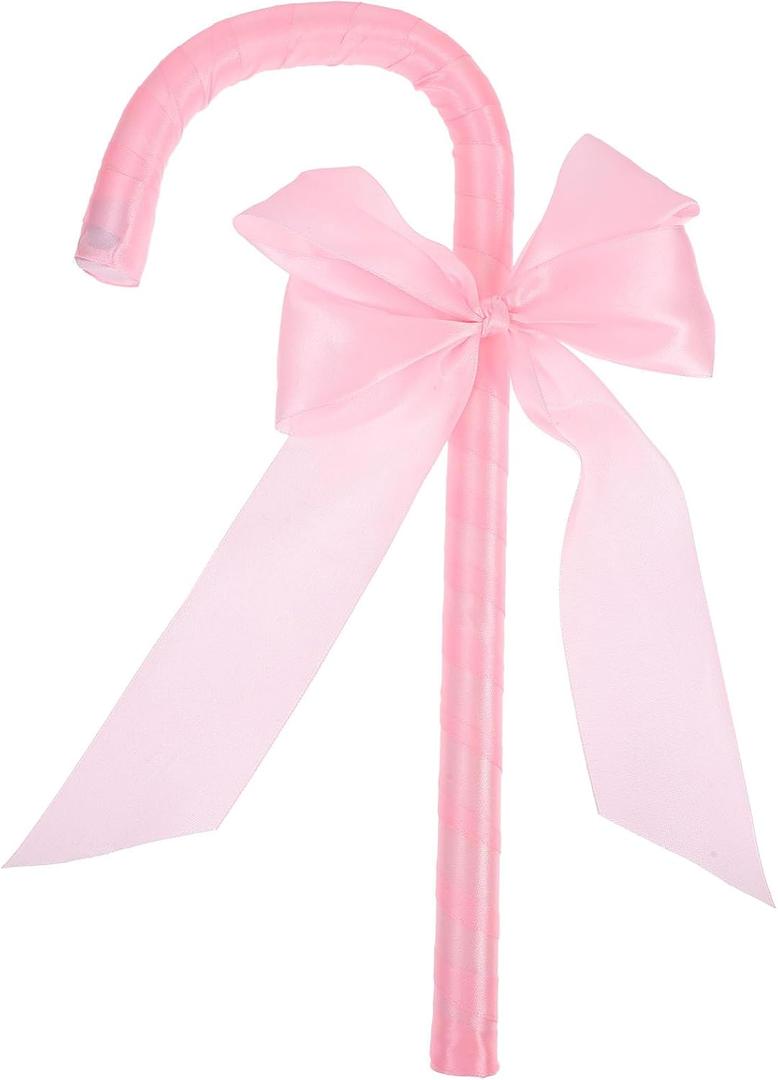 Christmas Party Cosplay Crutch Prop,Simple Style Plastic Walking Cane Prop Stick with Bowknot Stick for Halloween Valentines Christmas Day Party Cosplay