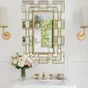 Gold Wall Mirrors Decorative, 24x16 Inch Bathroom Mirror Grecian Venetian Design Rectangle Entryway Mirrors for Bathroom, Living Room, Entrance, Bedroom